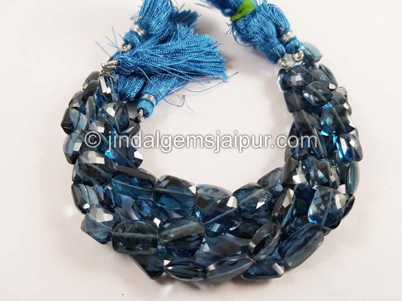London Blue Topaz Far Faceted Chicklet Shape Beads